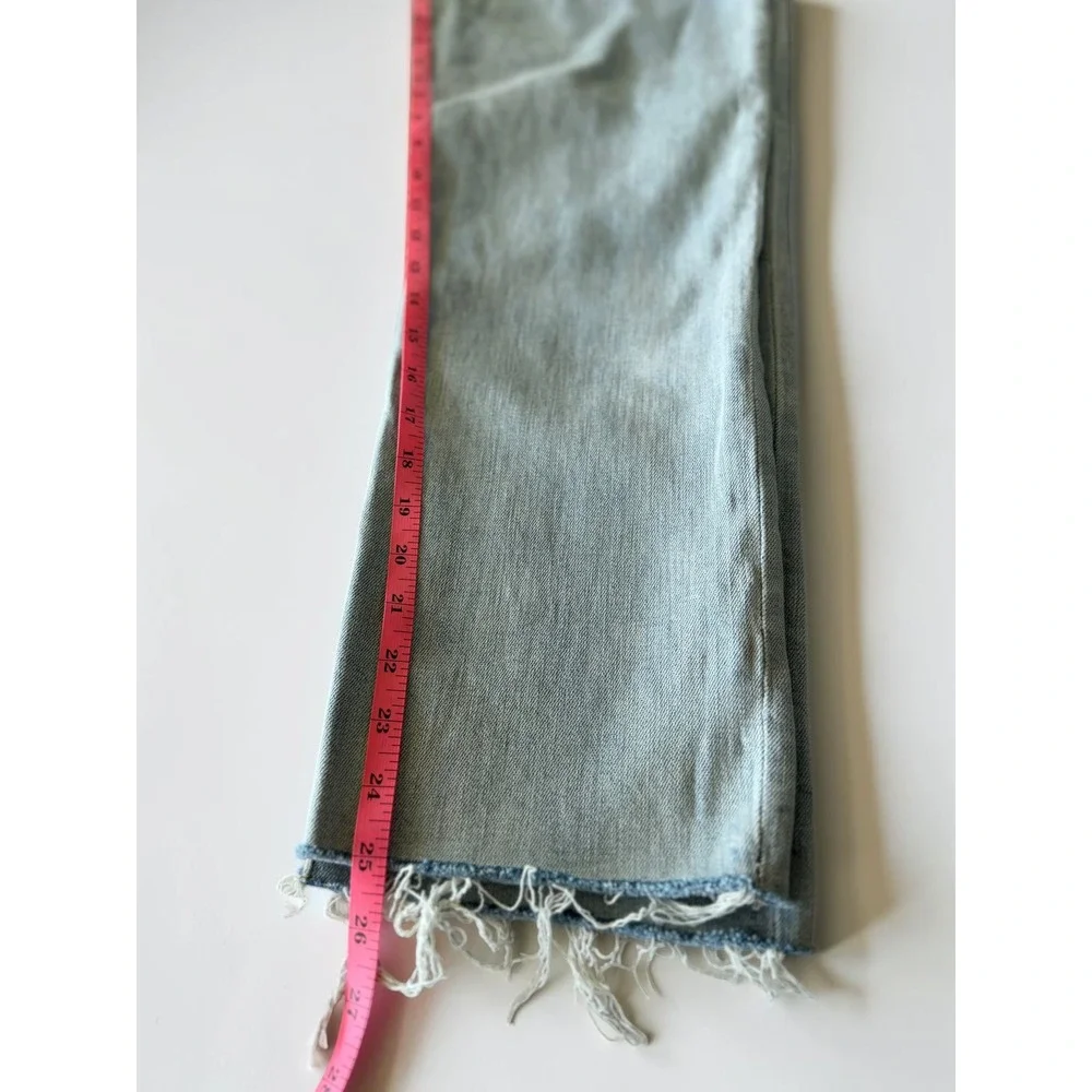Eunina Ally Ultra High Rise Straight Crop Jeans Light Wash Raw Hem 11 30W
